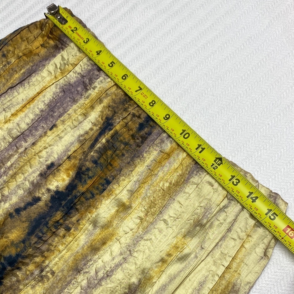 MNG Mango Exclusive Collection Skirt Maxi Watercolor Crinkle Pleated Medium - Picture 12 of 15